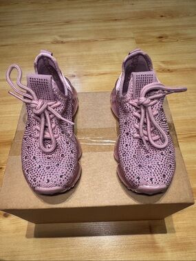 Link Kids Pink Knit Sneakers with Rhinestone Detail